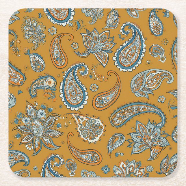 Paisley Tåreformad Ölkopp Underlägg Papper Kvadrat (Framsidan)