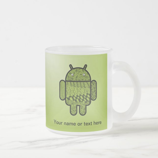 Paisley-tecken för Android™ Robot Frostad Glasmugg (Höger)