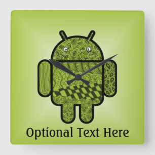 Paisley-tecken för Android™ Robot Fyrkantig Klocka