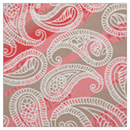Paisley Textile | Skriv ut Red Rosa Grönt Fabric Tyg