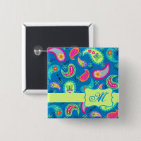 Paisley Turcos Blue Grönt Modern Monogram