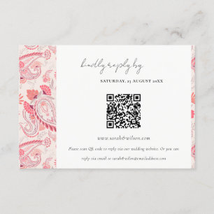 Paisley Typography Bröllop OSA QR-kod Tilläggskort