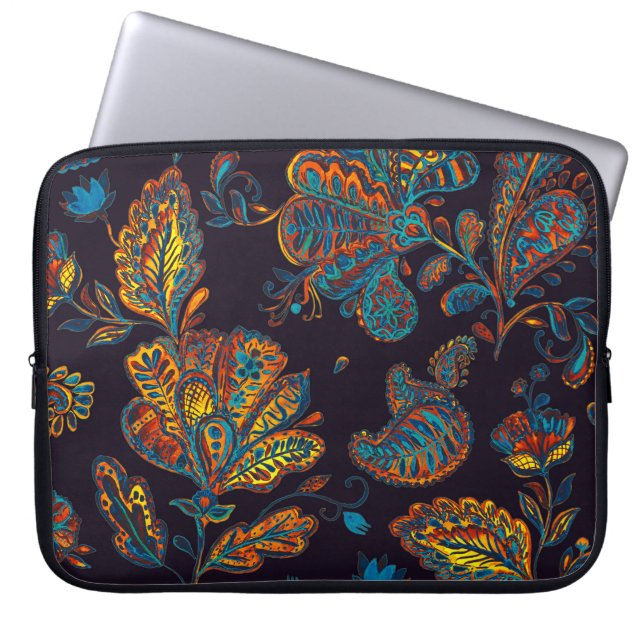 Paisley-vattenfärg: blommönstrets panel laptop fodral (Framsidan)