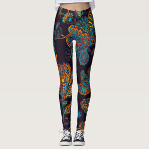 Paisley-vattenfärg: blommönstrets panel leggings