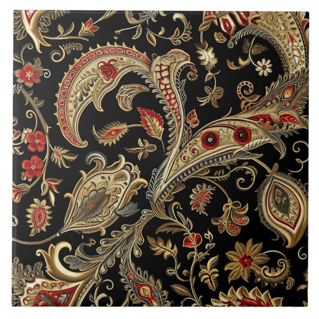 Paisley, viktoriansk, gotisk,  kakelplatta (Framsidan)