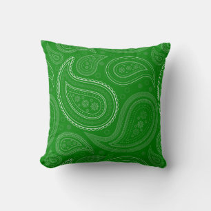 Paisley Vit på Grön Kuddthrow Kastkudde Kudde