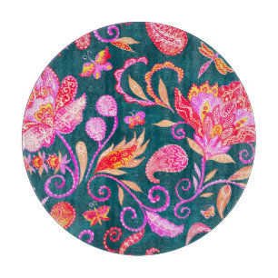 Paisley Watercolor Blommönster Tile