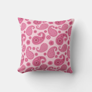Paisleymönster, pastell korallrosa och fuchsia kudde