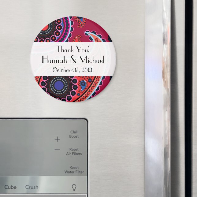 Paisleymönster, persiskt paisley, Boteh, Bröllop Magnet (In Situ (Fridge))