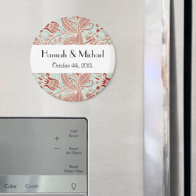 Paisleymönster, persiskt paisley, Boteh, Bröllop Magnet (In Situ (Fridge))