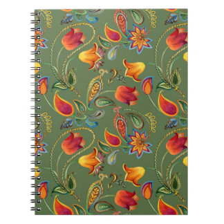 Paisleys vattenfärgblommor, sömlös indiansk motiv. anteckningsbok