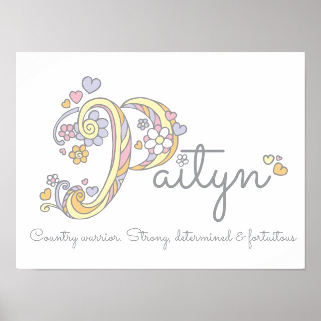 Paityn monogram art namn och poster (Framsidan)