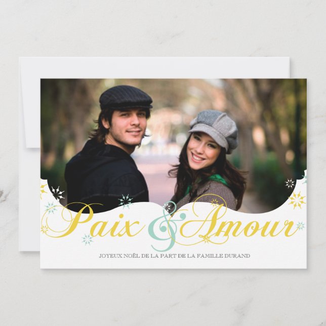 Paix et D'amour Carte de Noël Julkort (Framsida)