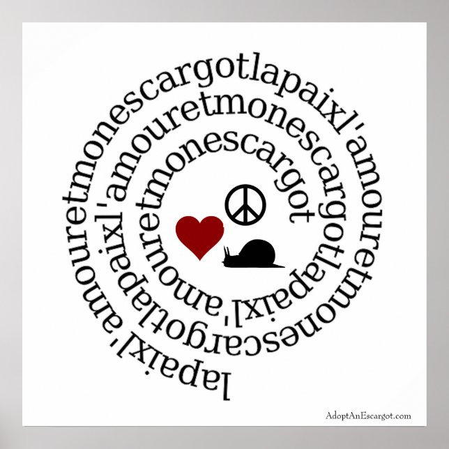 Paix, l'kärlek et mon escargot poster (Framsidan)