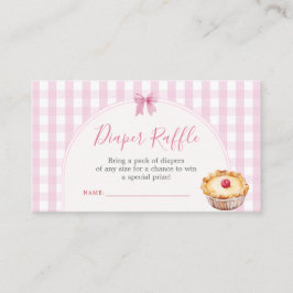 Paj Cutie Rosa Gingham Baby Shower Diaper Raffle Tilläggskort