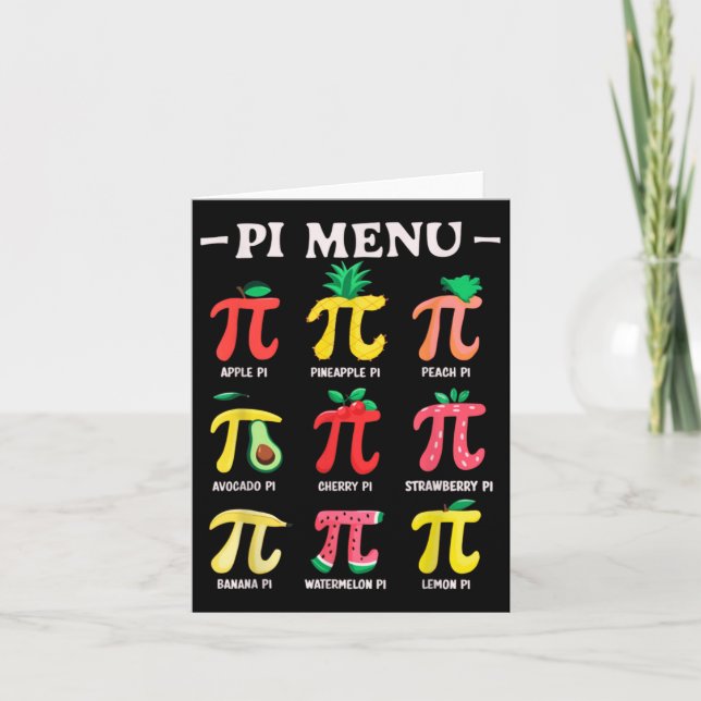 Paj Menu Funny Pi Day 3.14 Math Teacher Pi Symb Kort (Framsida)