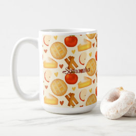 Paj och ingredienser för gammalmodig äpple och äpp kaffemugg
