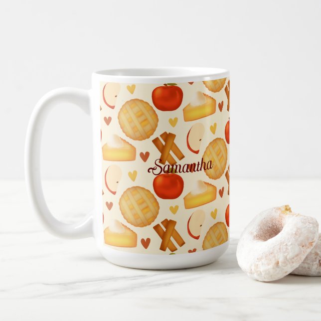 Paj och ingredienser för gammalmodig äpple och äpp kaffemugg (Med munk)