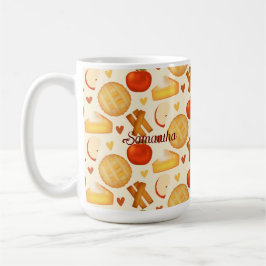 Paj och ingredienser för gammalmodig äpple och äpp kaffemugg