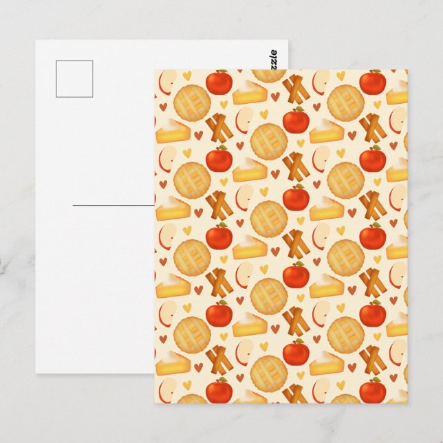 Paj och ingredienser för gammalmodig äpple och äpp vykort (Fram/baksida)