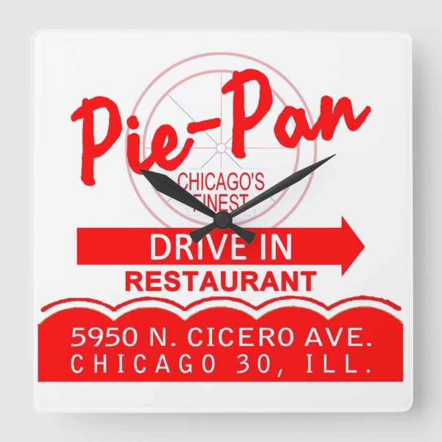Paj-Pan Drive-In Restaurant, Chicago, Illinois Fyrkantig Klocka (Framsida)
