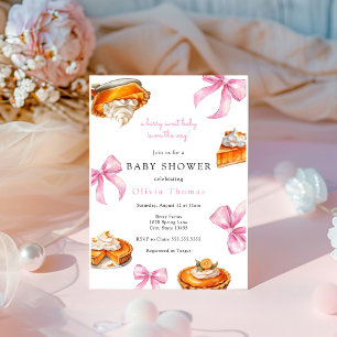 Paj Rosa Bow Baby Shower Inbjudningar