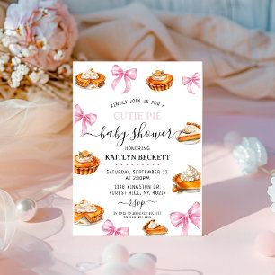 Paj Rosa Bow Baby Shower Inbjudningar