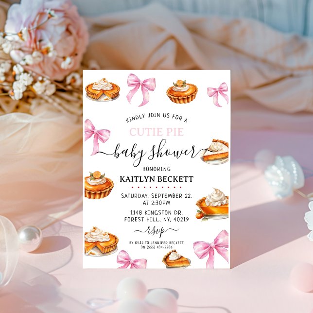 Paj Rosa Bow Baby Shower Inbjudningar (Skapare uppladdad)
