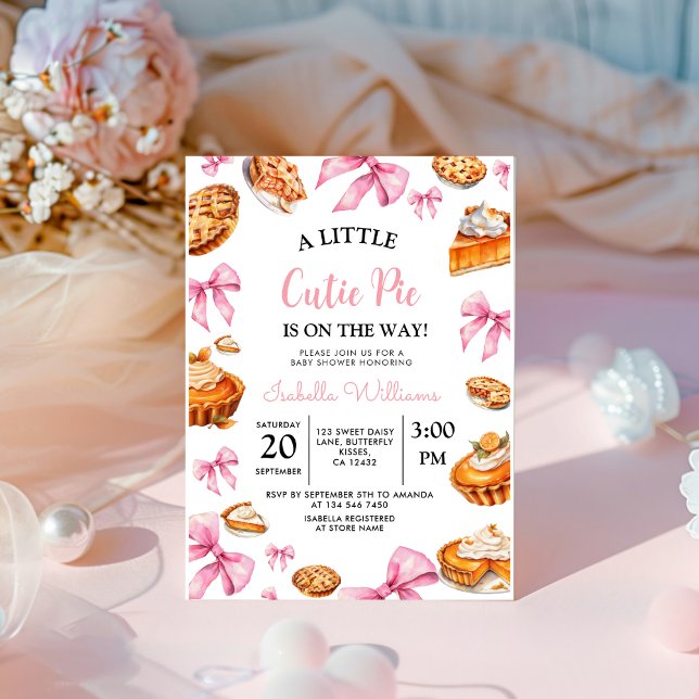 Paj Rosa Bow Baby Shower Inbjudningar (Skapare uppladdad)
