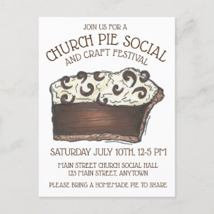 Paj Social Pi Day Party Dessert Bake Sale Segment Inbjudan Vykort
