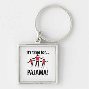 Pajama Det är dags för Pajama Fyrkantig Silverfärgad Nyckelring