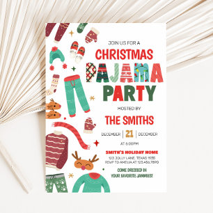 Pajama Helgdag jul Party Inbjudningar