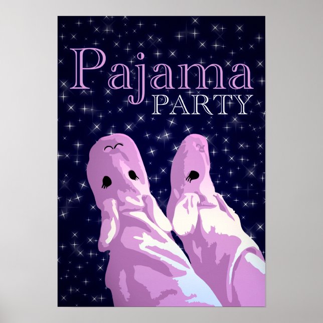Pajama-inbjudningar: nattskiffer poster (Framsidan)