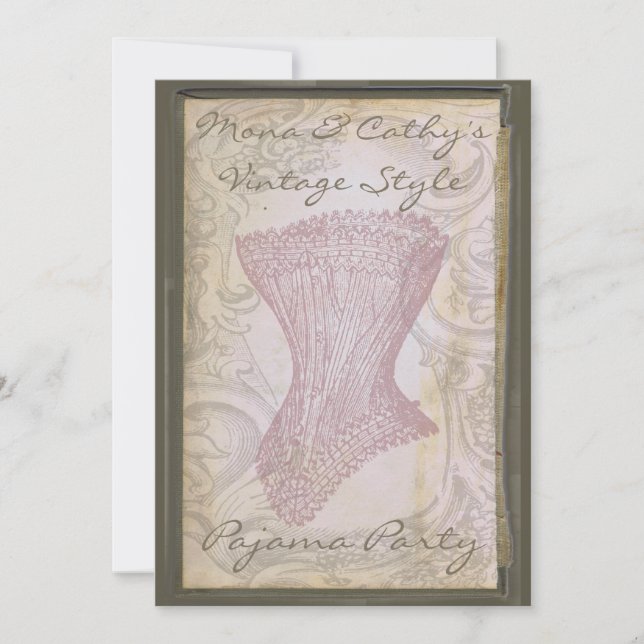 Pajama-partiinbjudan till Grunge Corset Anpassade  Inbjudningar (Framsida)