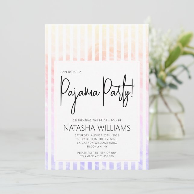Pajama Party Colorful Pastel Elegant Rand Inbjudningar (Stående Fram)