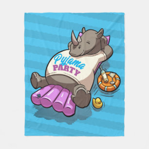 Pajama Party Funny Rhino Inflatable Tecknad Fleecefilt