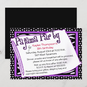 Pajama Party i Svarta och Lila Inbjudningar