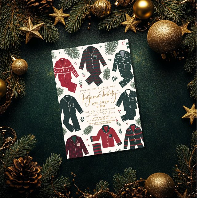 Pajama Party-minimalistisk modern enkel jul Inbjudningar (Skapare uppladdad)