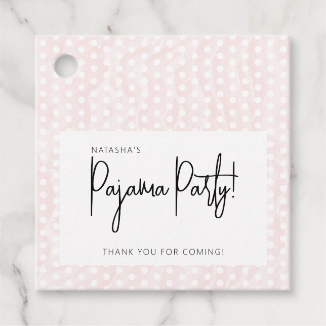 Pajama Party Polka dots Soft Rosa Gåvor Etiketter (Framsida)