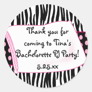 Pajama Party Round Pinks Sticker Runt Klistermärke