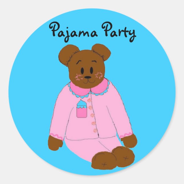 Pajama Party Runt Klistermärke (Framsida)