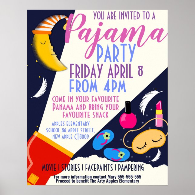 PaJama party skolinsamlare och poster (Framsidan)