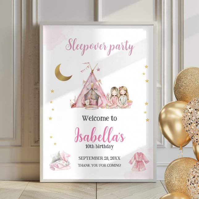 Pajama Party Sleepover Party Poster välkomstskylt (Skapare uppladdad)