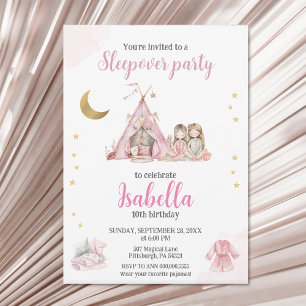 Pajama Party Sleepover Party Watercolor Inbjudningar