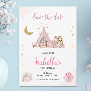 Pajama Party Sleepover Party Watercolor Spara Datumet