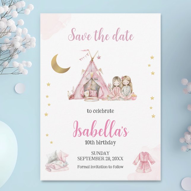 Pajama Party Sleepover Party Watercolor Spara Datumet (Skapare uppladdad)