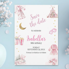 Pajama Party Sleepover Party Watercolor Spara Datumet