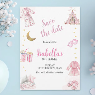 Pajama Party Sleepover Party Watercolor Spara Datumet
