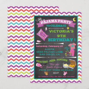 Pajama Party Sleepover Slumber Party bjudan Inbjudningar