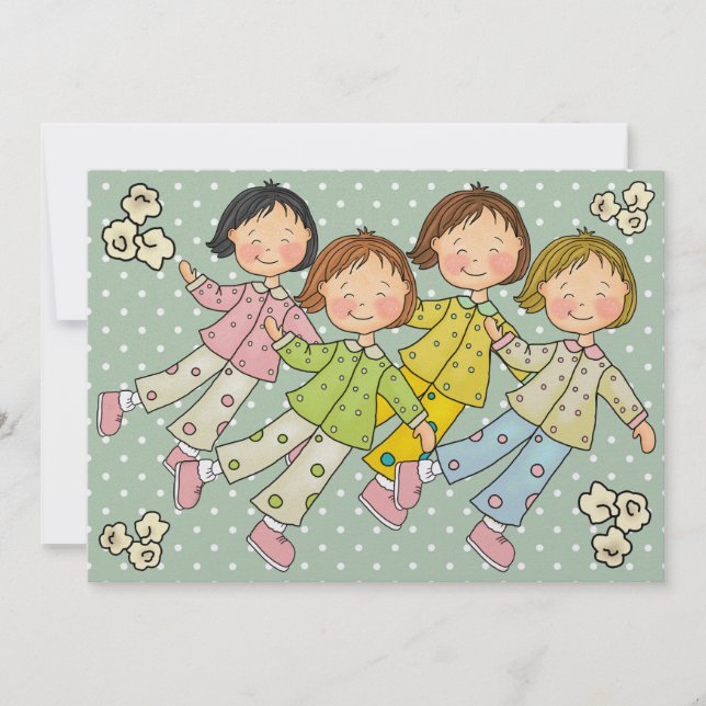 Pajama Party / Strömsparläge över - SRF Inbjudningar (Framsida)